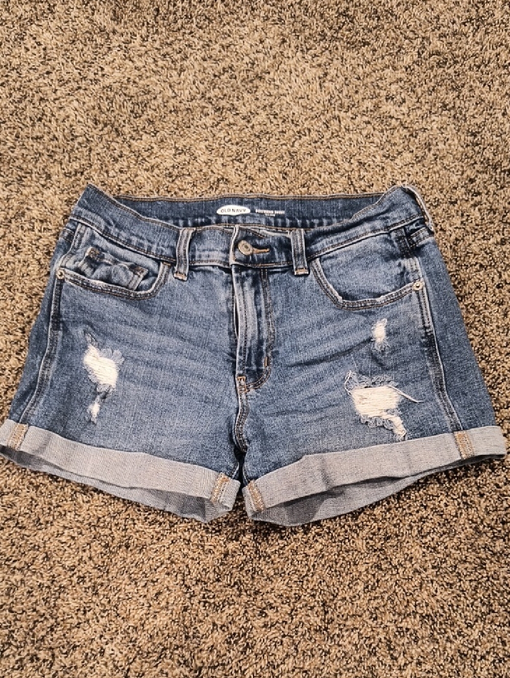 Old Navy Distressed Rolled-Hem Jean Shorts - Blue